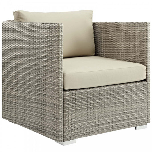 Repose Sunbrella Fabric Outdoor Patio Armchair, White, EEI-2961-LGR-BEI