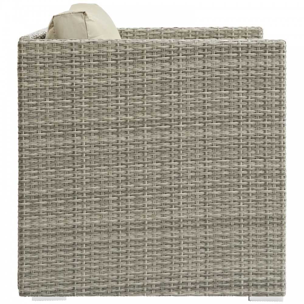Repose Sunbrella Fabric Outdoor Patio Armchair, White, EEI-2961-LGR-BEI
