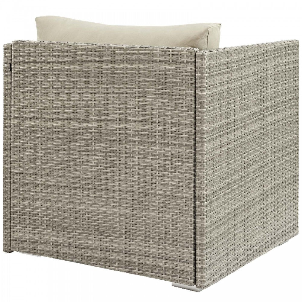 Repose Sunbrella Fabric Outdoor Patio Armchair, White, EEI-2961-LGR-BEI
