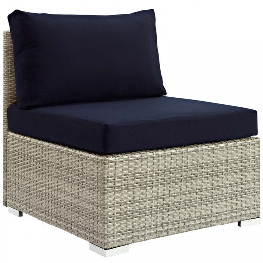 Repose Sunbrella Fabric Outdoor Patio Armless Chair, White, EEI-2959-LGR-NAV