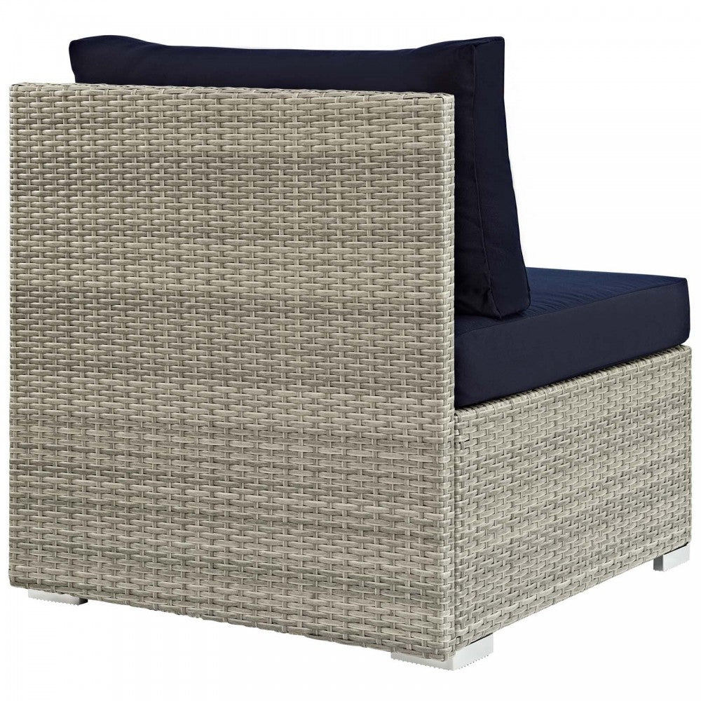 Repose Sunbrella Fabric Outdoor Patio Armless Chair, White, EEI-2959-LGR-NAV