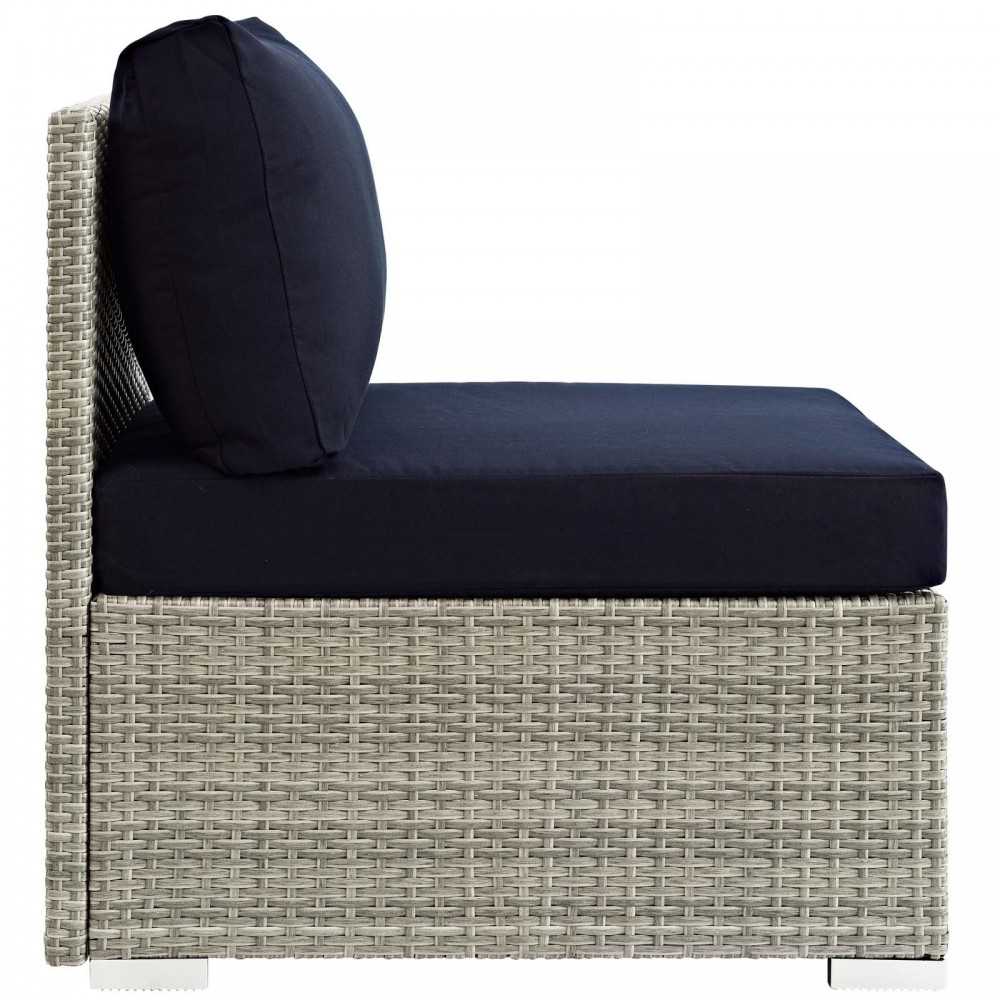 Repose Sunbrella Fabric Outdoor Patio Armless Chair, White, EEI-2959-LGR-NAV