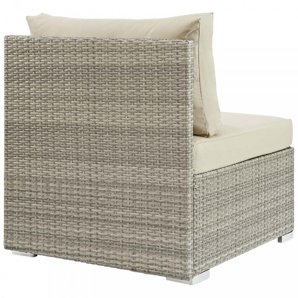Repose Sunbrella Fabric Outdoor Patio Armless Chair, White, EEI-2959-LGR-BEI