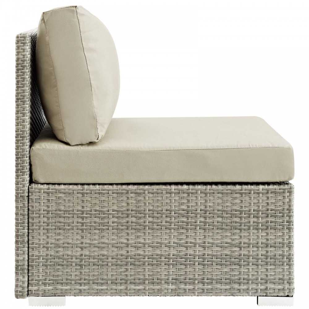 Repose Sunbrella Fabric Outdoor Patio Armless Chair, White, EEI-2959-LGR-BEI