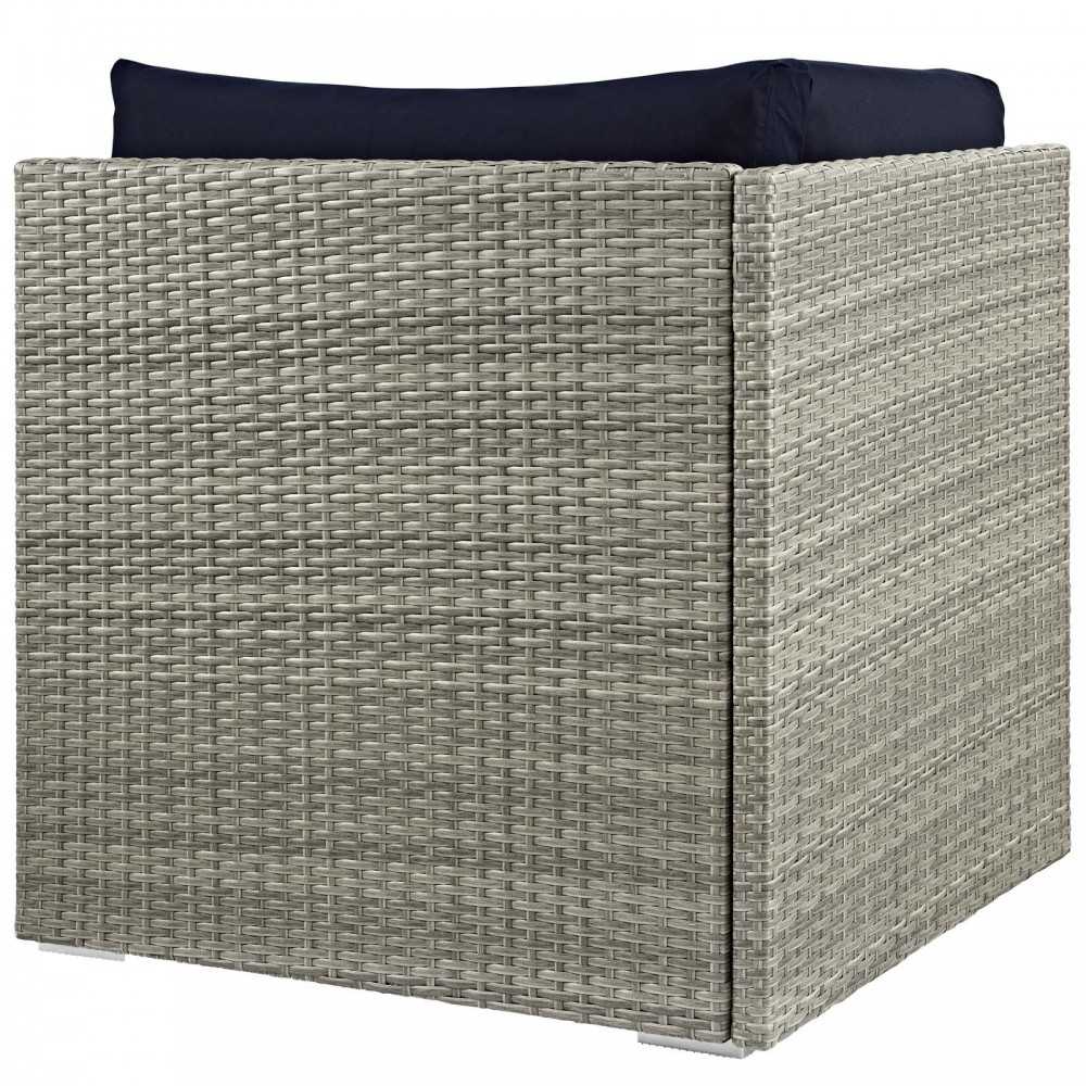 Repose Sunbrella Fabric Outdoor Patio Corner, White, EEI-2957-LGR-NAV