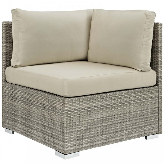 Repose Sunbrella Fabric Outdoor Patio Corner, White, EEI-2957-LGR-BEI