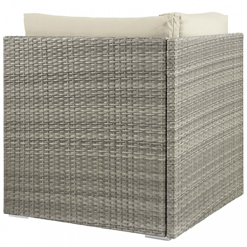 Repose Sunbrella Fabric Outdoor Patio Corner, White, EEI-2957-LGR-BEI