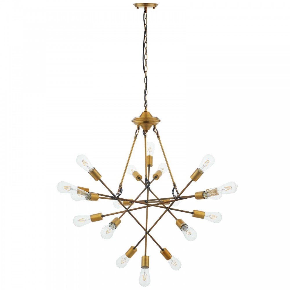 Request Antique Brass 18 Light Mid-Century Pendant Chandelier