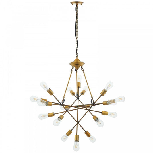 Request Antique Brass 18 Light Mid-Century Pendant Chandelier