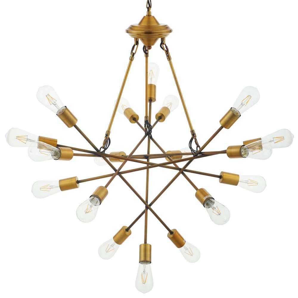 Request Antique Brass 18 Light Mid-Century Pendant Chandelier