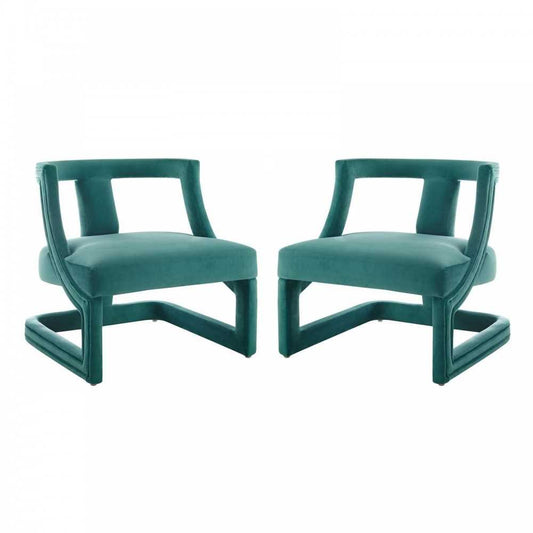 Requisite Armchair Performance Velvet Set of 2, Teal