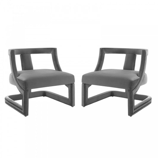 Requisite Armchair Performance Velvet Set of 2, Gray