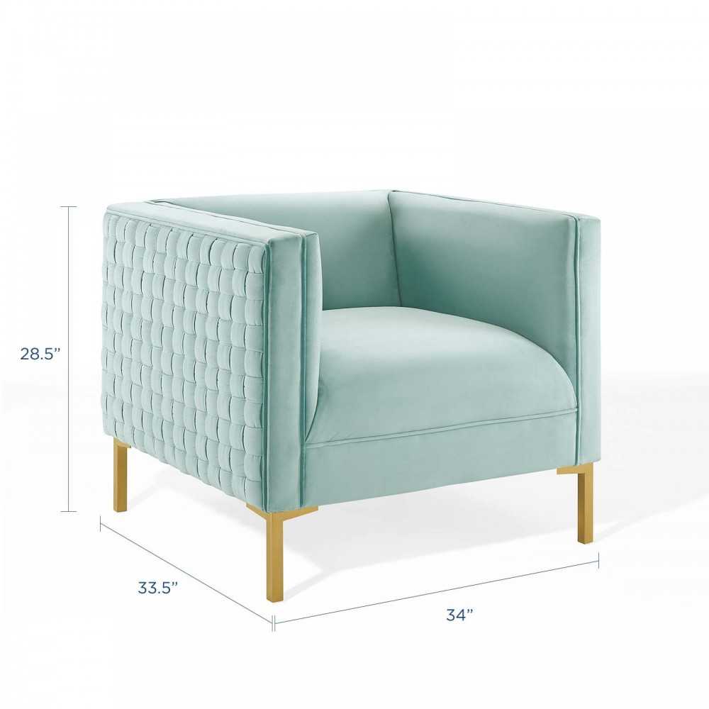 Resonate Performance Velvet Armchair, Mint