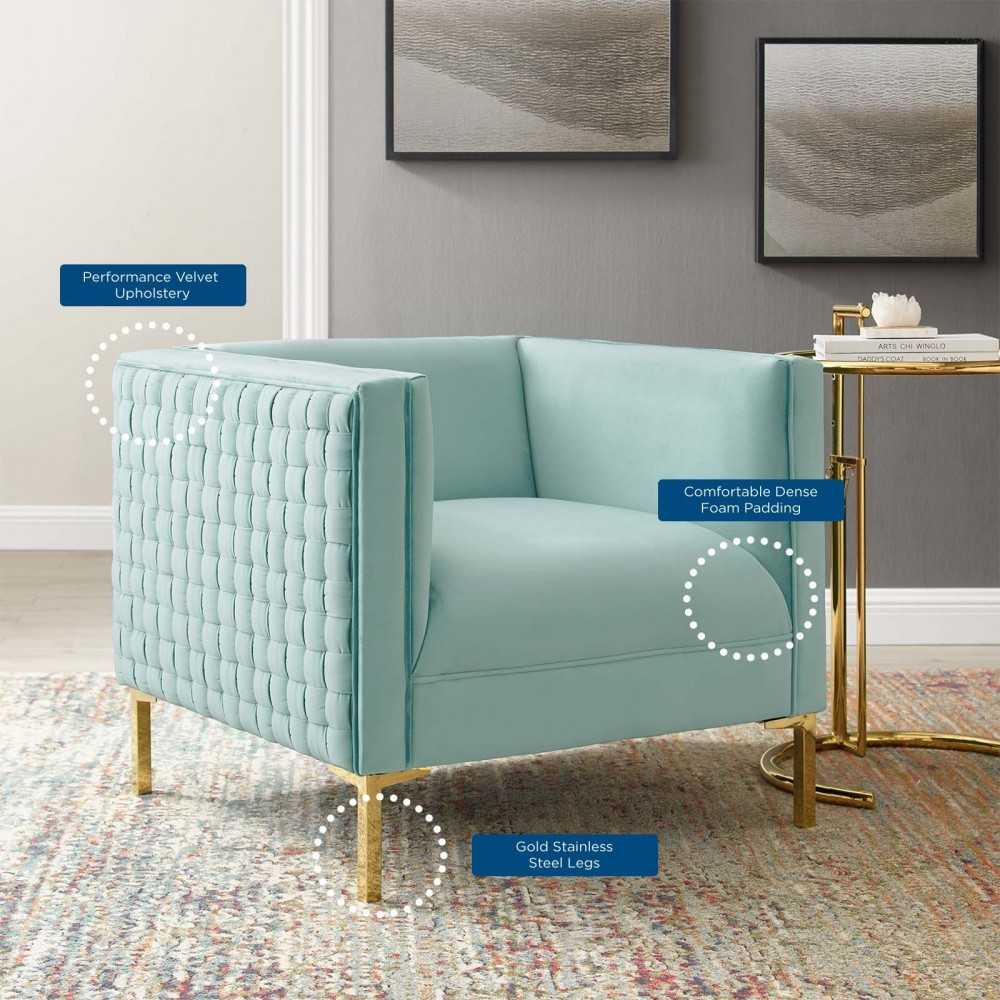 Resonate Performance Velvet Armchair, Mint