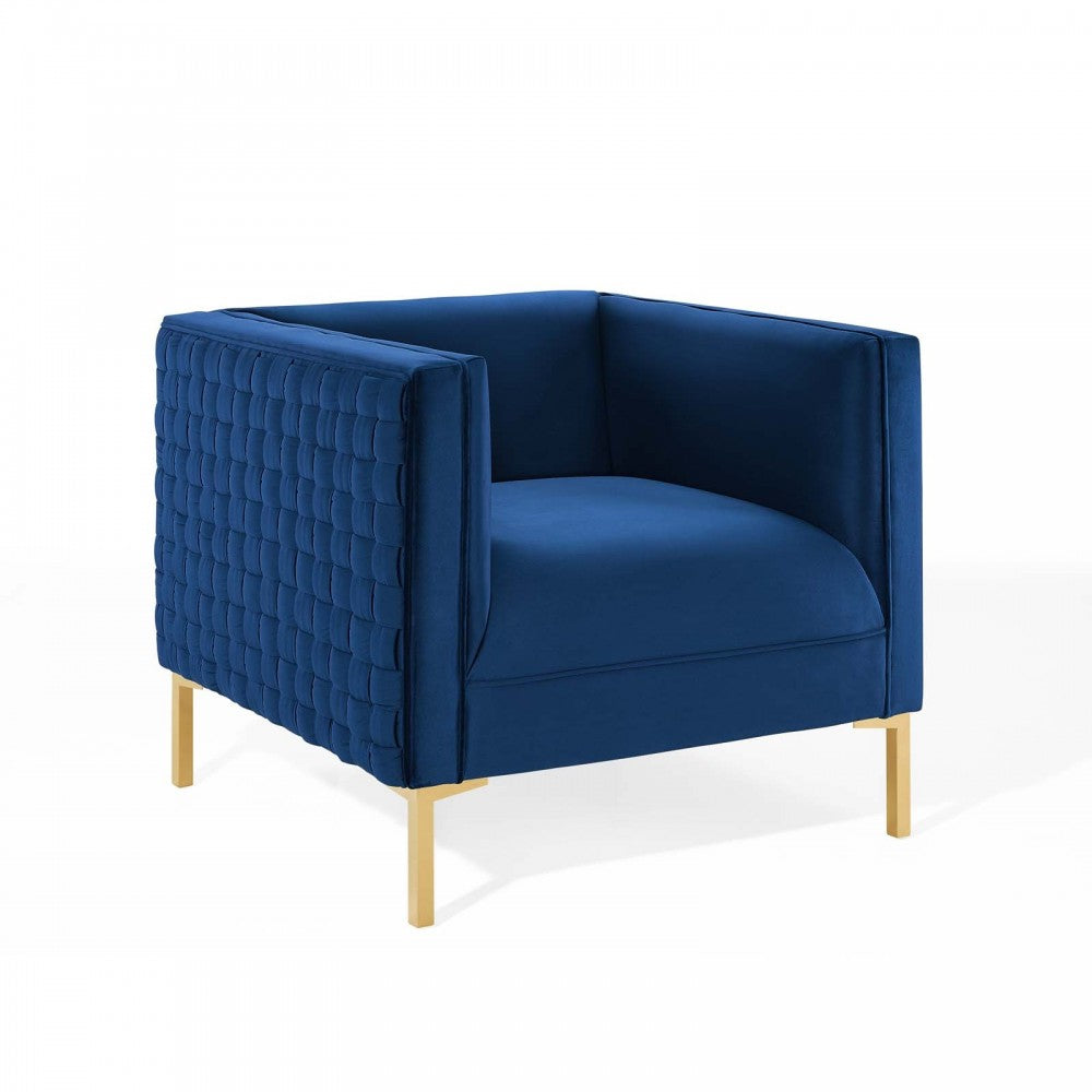 Resonate Performance Velvet Armchair, Navy