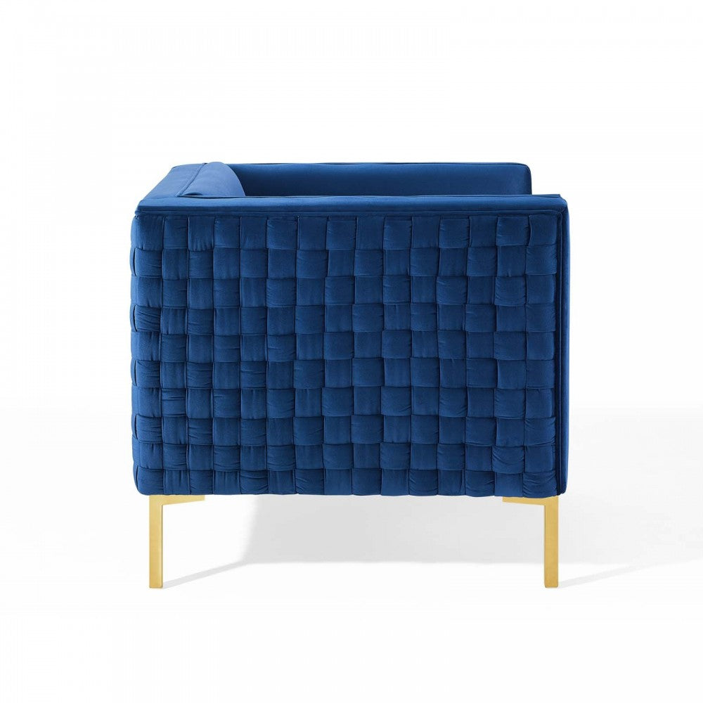 Resonate Performance Velvet Armchair, Navy
