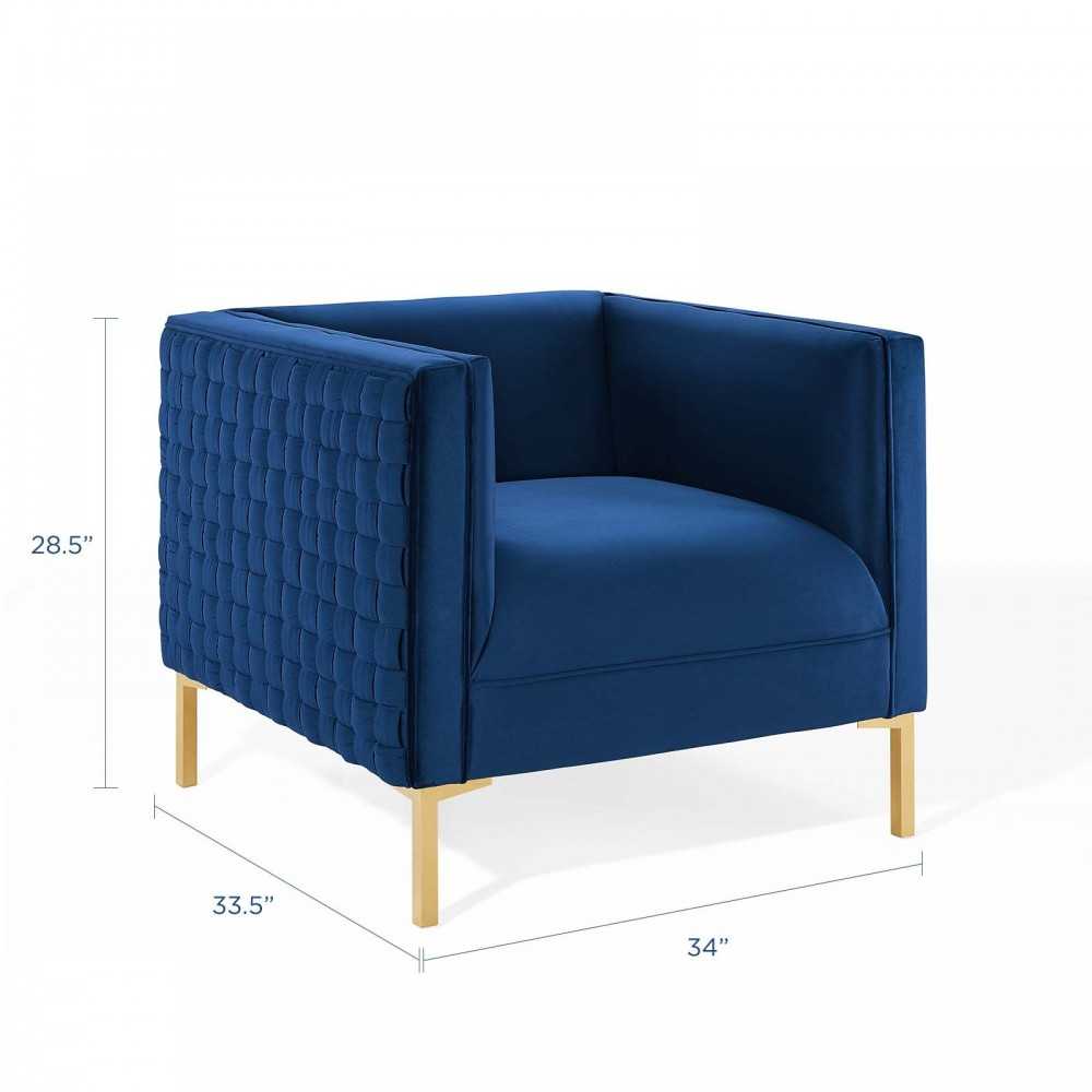 Resonate Performance Velvet Armchair, Navy