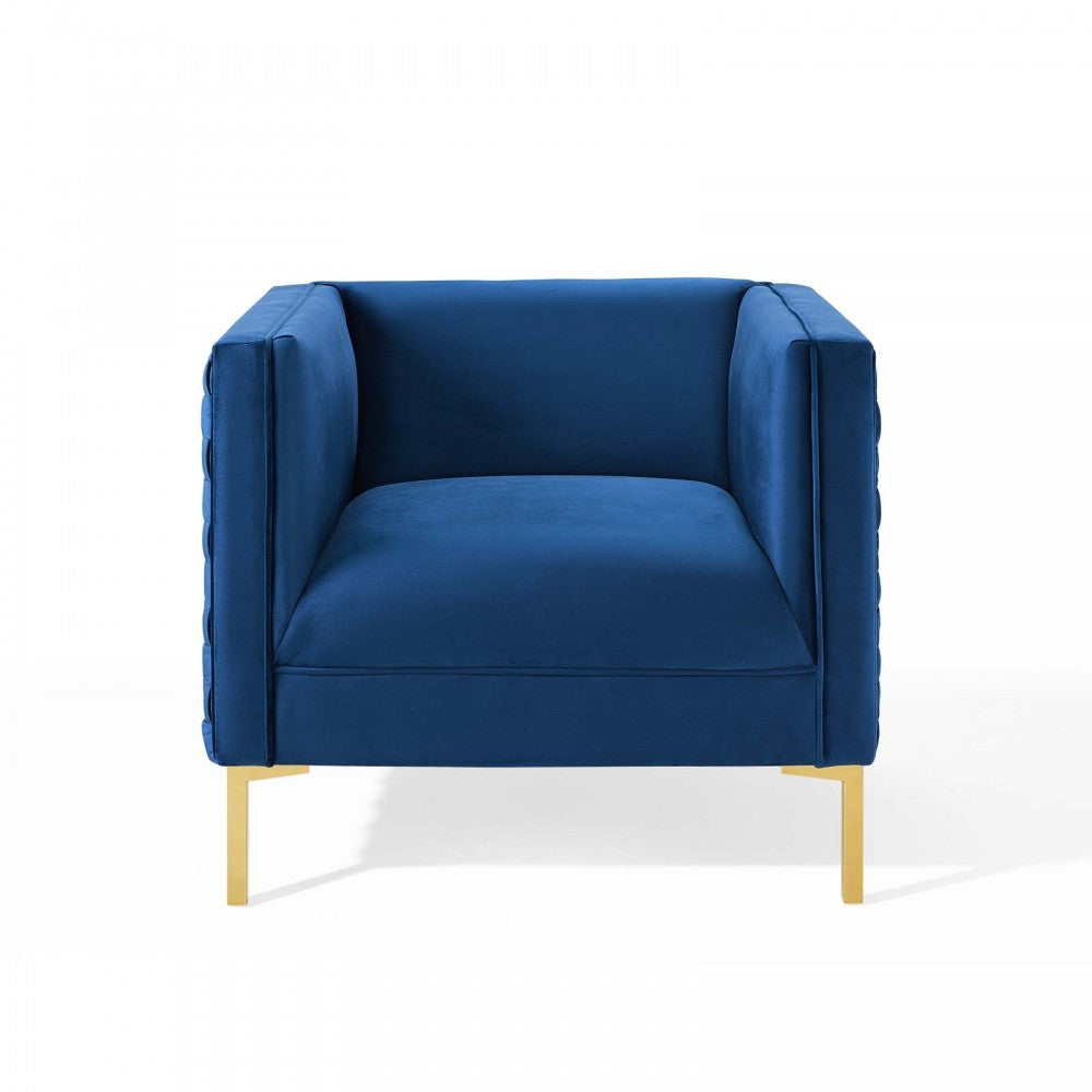 Resonate Performance Velvet Armchair, Navy
