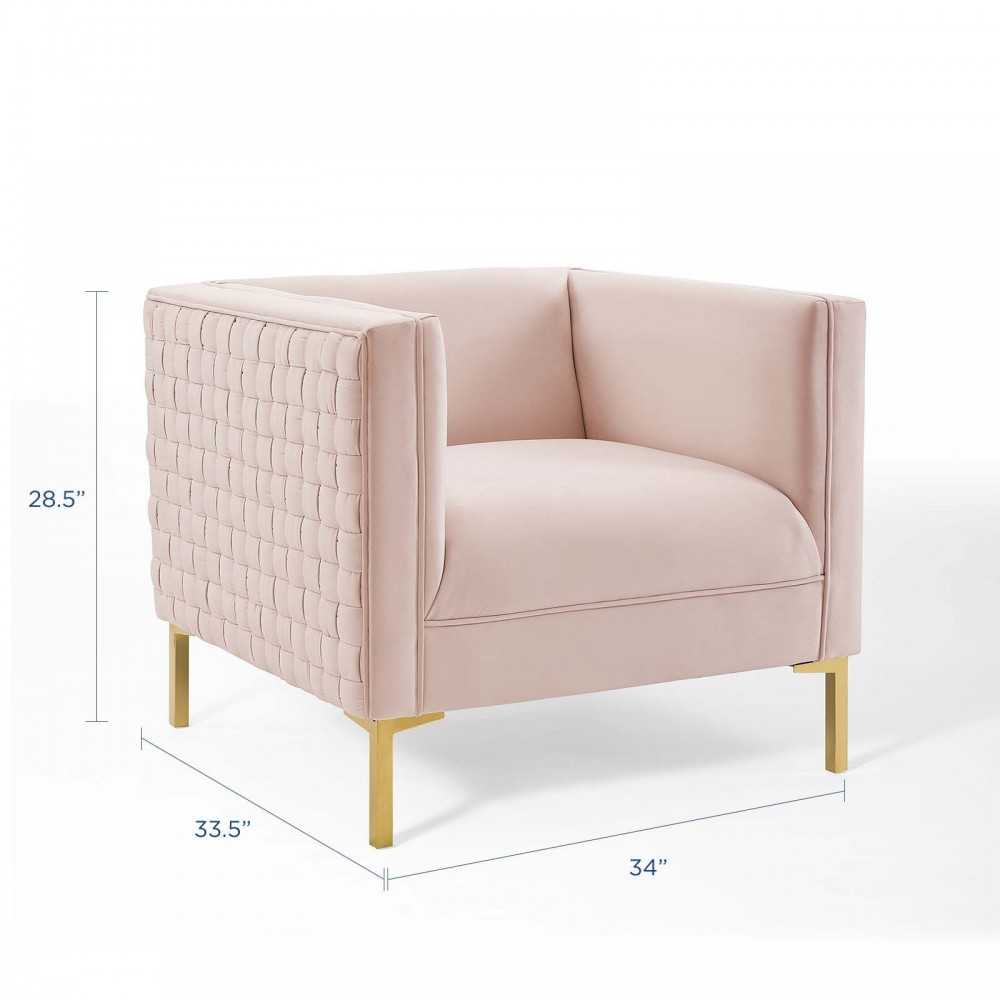 Resonate Performance Velvet Armchair, Pink