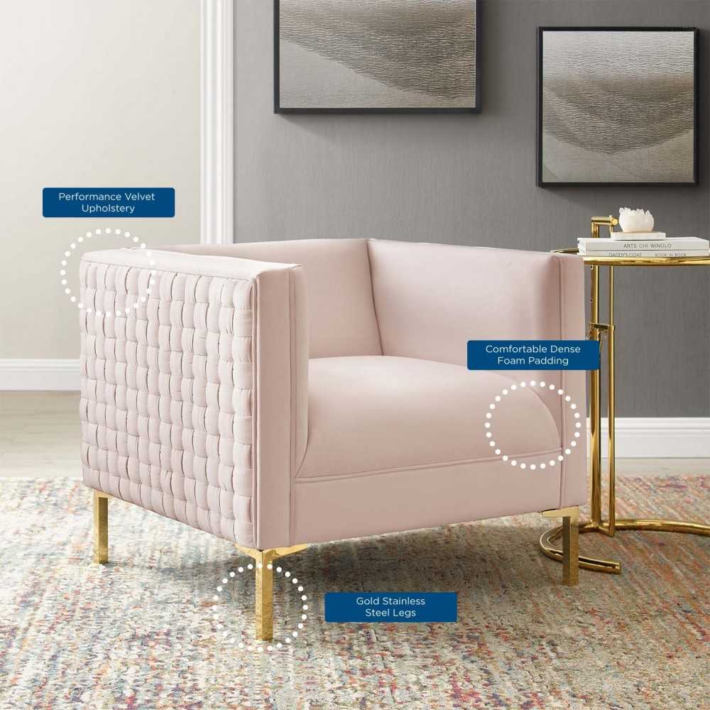 Resonate Performance Velvet Armchair, Pink