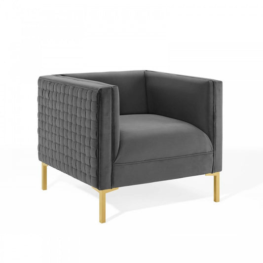 Resonate Performance Velvet Armchair, Charcoal