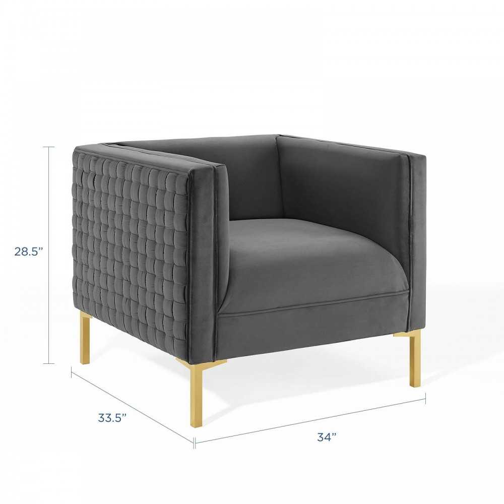 Resonate Performance Velvet Armchair, Charcoal