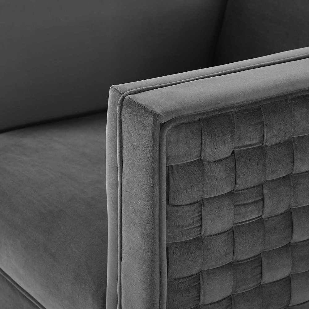 Resonate Performance Velvet Armchair, Charcoal