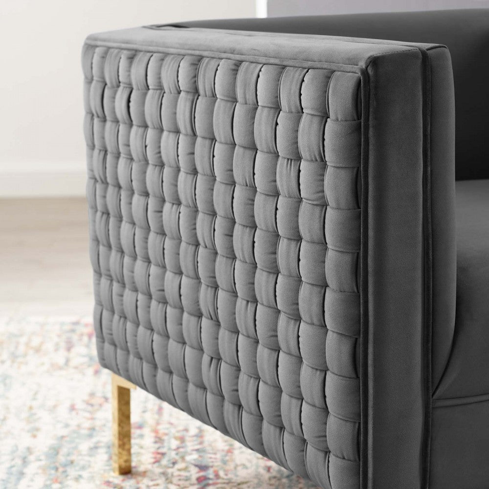 Resonate Performance Velvet Armchair, Charcoal