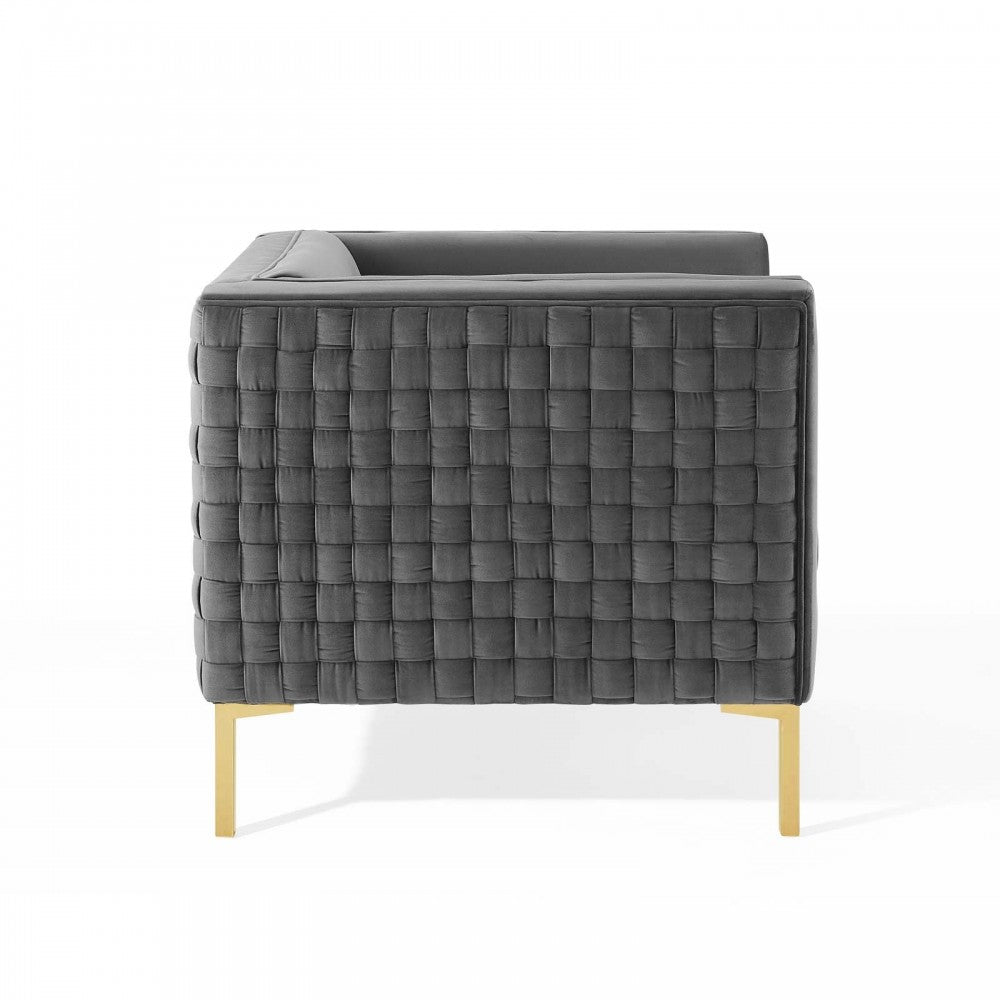 Resonate Performance Velvet Armchair, Charcoal
