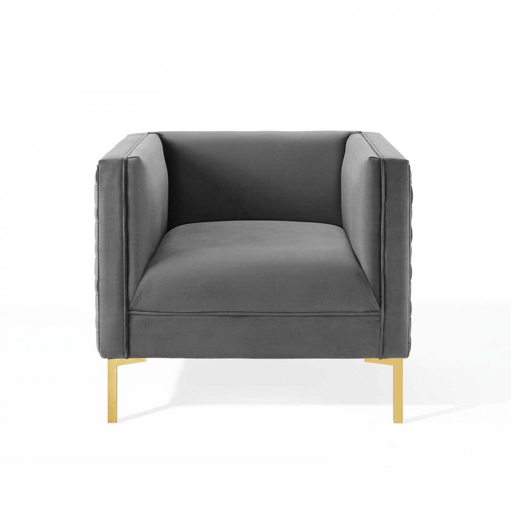 Resonate Performance Velvet Armchair, Charcoal