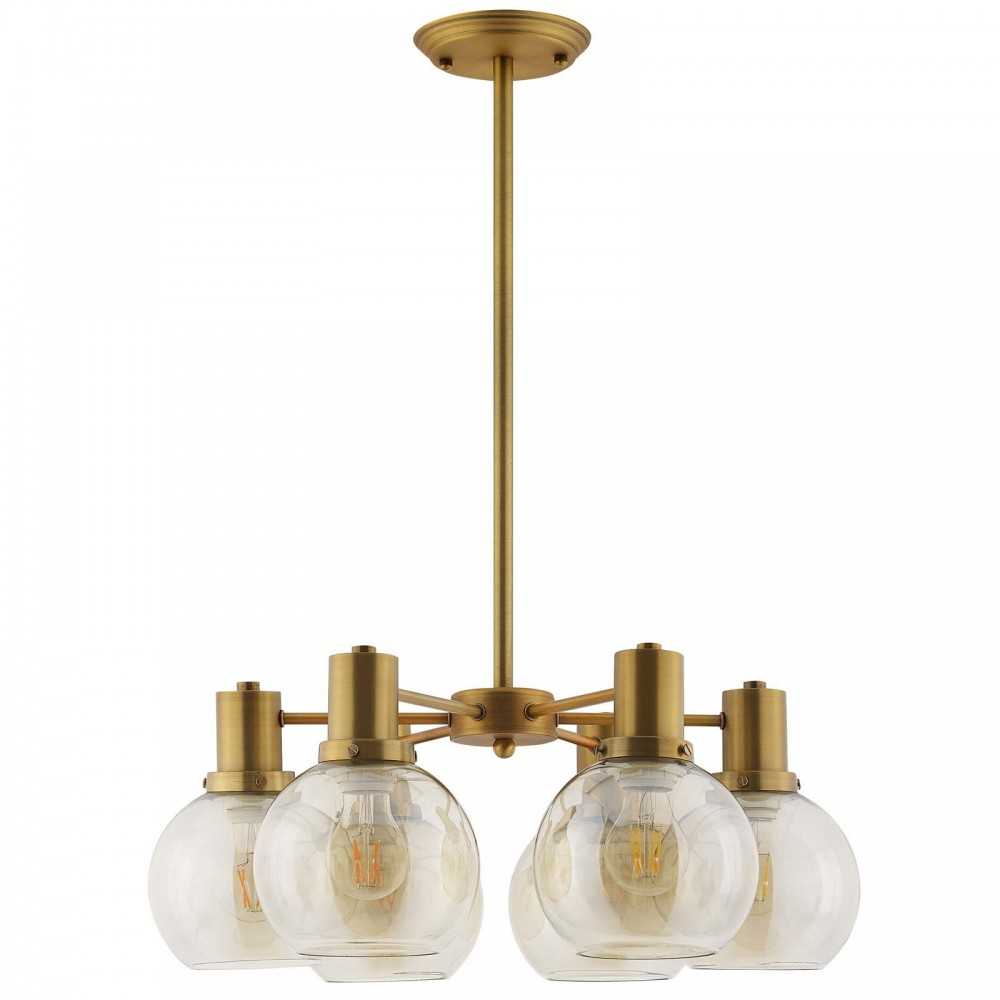 Resound Amber Glass And Brass Pendant Chandelier