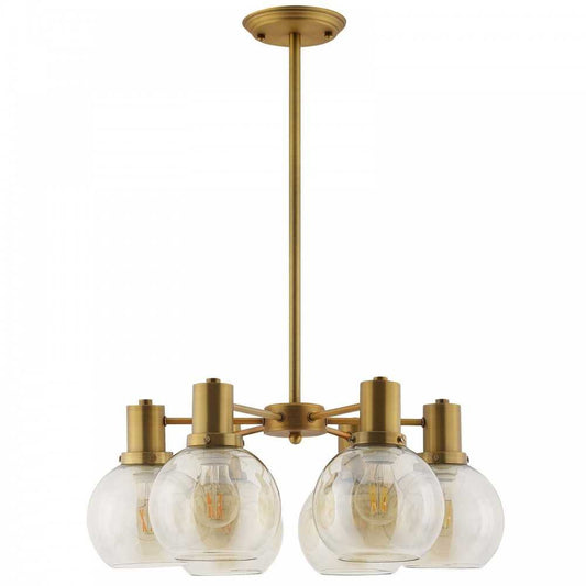 Resound Amber Glass And Brass Pendant Chandelier