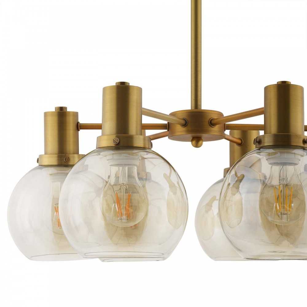 Resound Amber Glass And Brass Pendant Chandelier