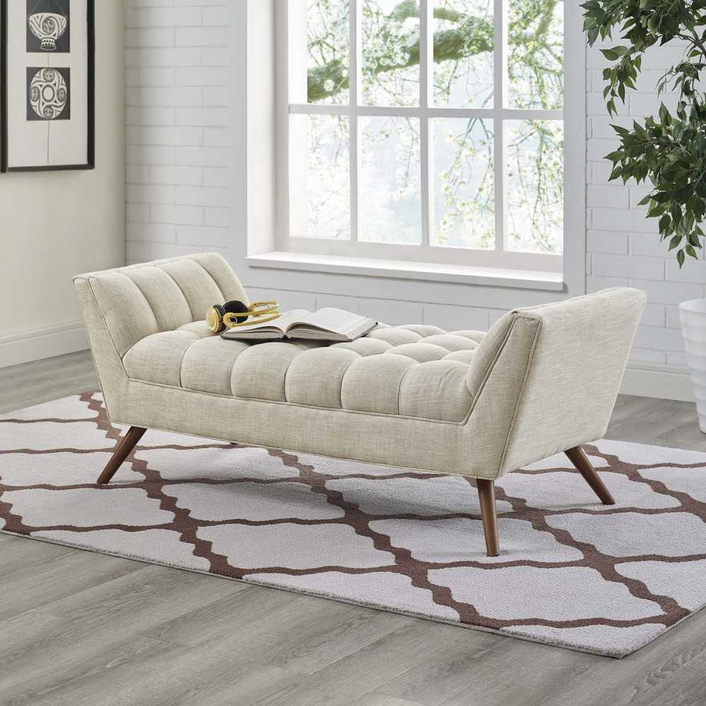 Response Medium Upholstered Fabric Bench, Beige