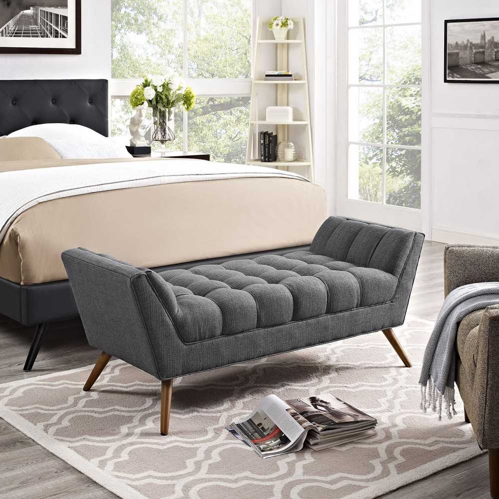 Response Medium Upholstered Fabric Bench, Gray