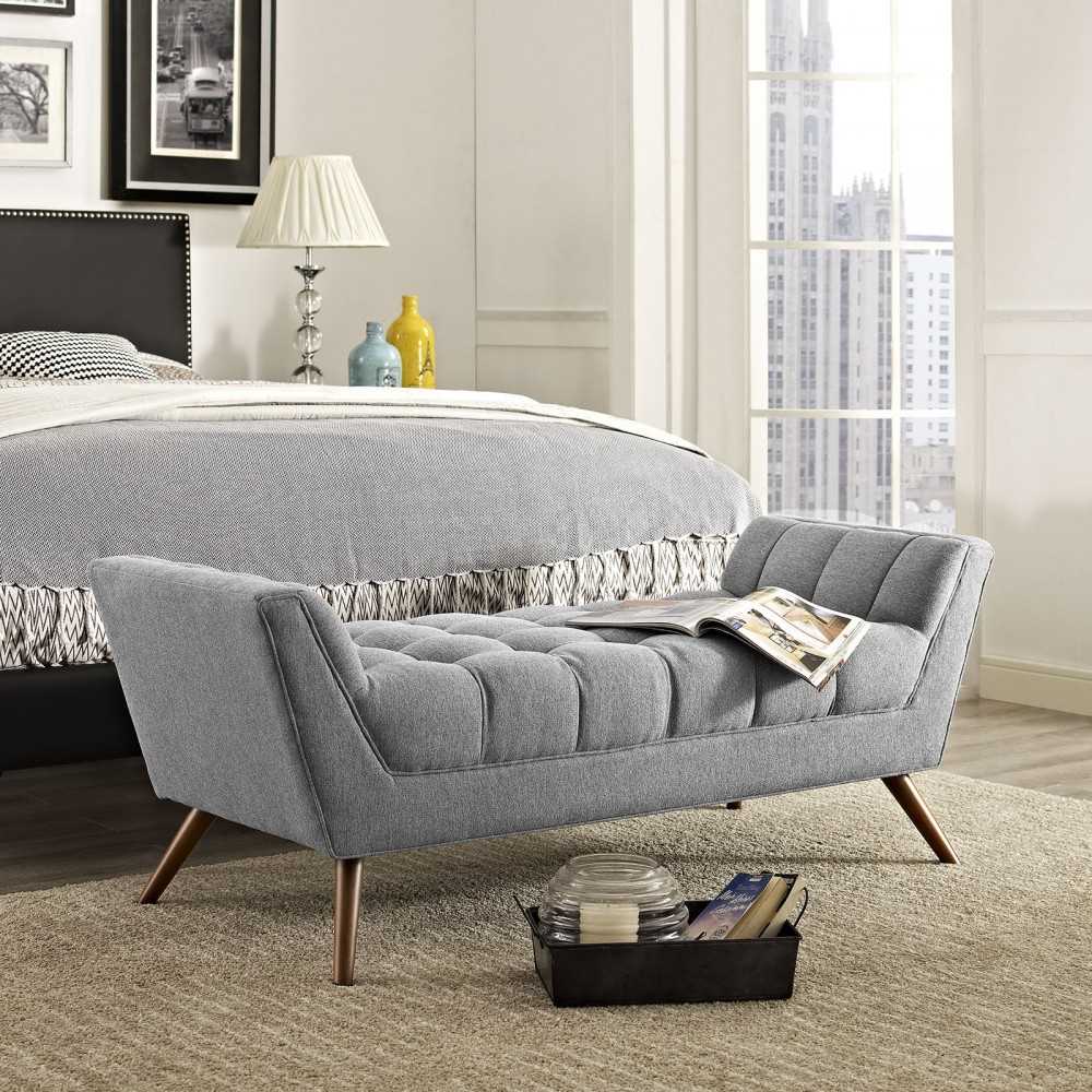 Response Medium Upholstered Fabric Bench, Expectation Gray