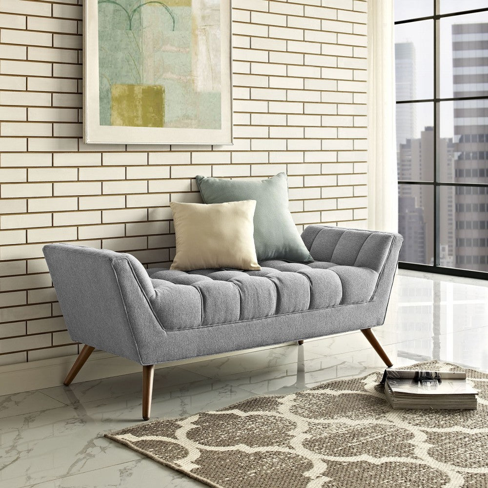 Response Medium Upholstered Fabric Bench, Expectation Gray