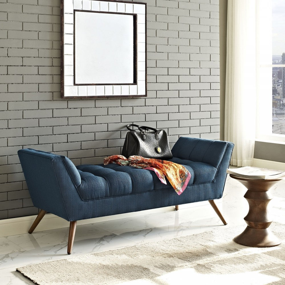 Response Medium Upholstered Fabric Bench, Azure