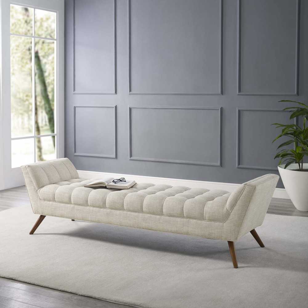 Response Upholstered Fabric Bench, Beige