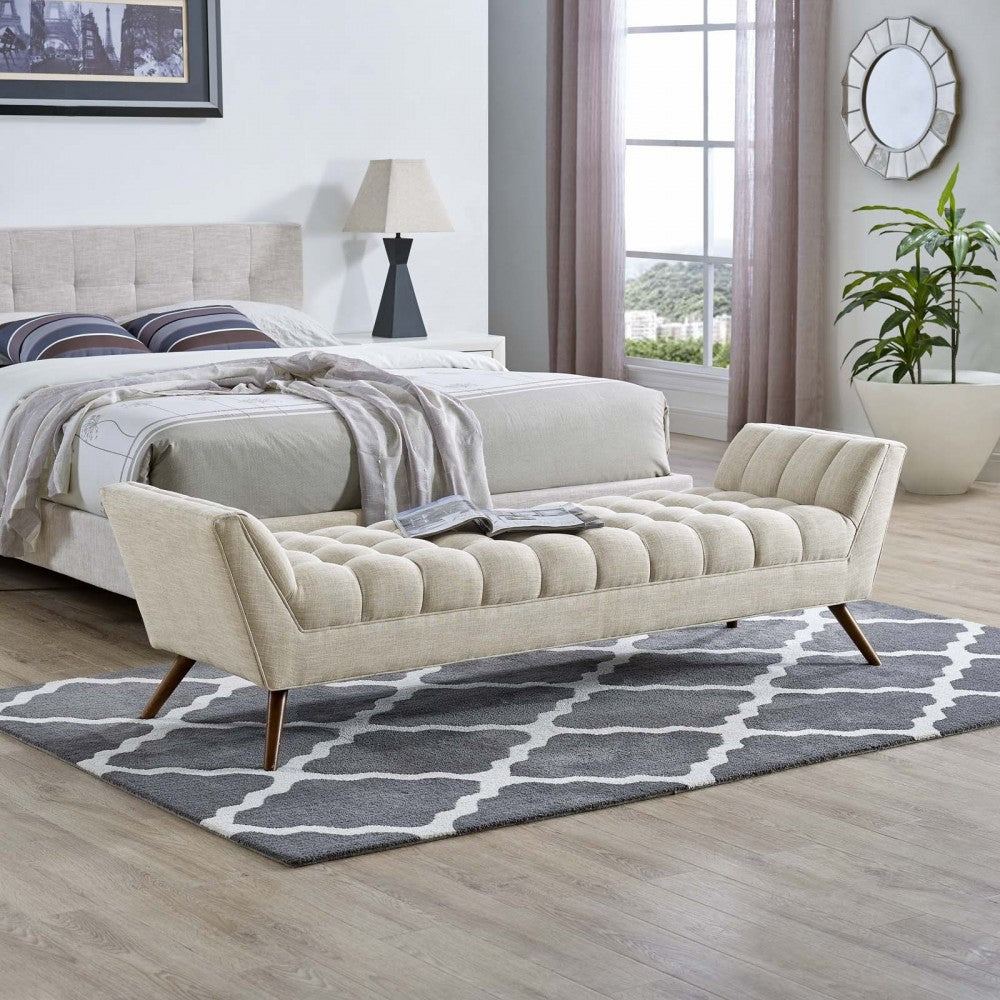 Response Upholstered Fabric Bench, Beige