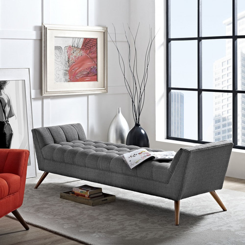 Response Upholstered Fabric Bench, Gray
