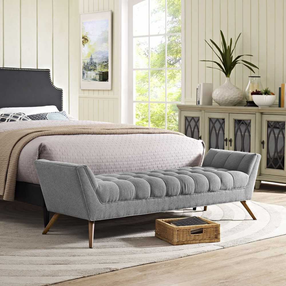 Response Upholstered Fabric Bench, Expectation Gray
