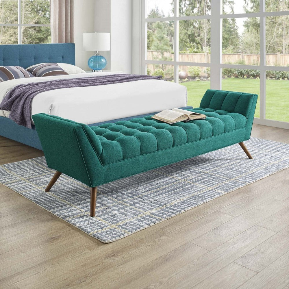 Response Upholstered Fabric Bench, Teal