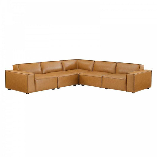 Restore 5-Piece Vegan Leather Sectional Sofa, Tan, EEI-4712-TAN