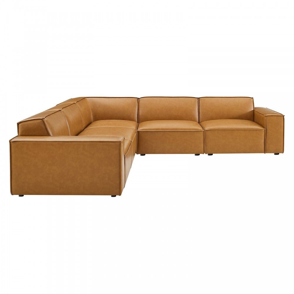 Restore 5-Piece Vegan Leather Sectional Sofa, Tan, EEI-4712-TAN