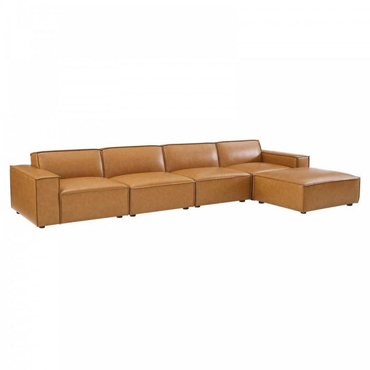 Restore 5-Piece Vegan Leather Sectional Sofa, Tan, EEI-4711-TAN