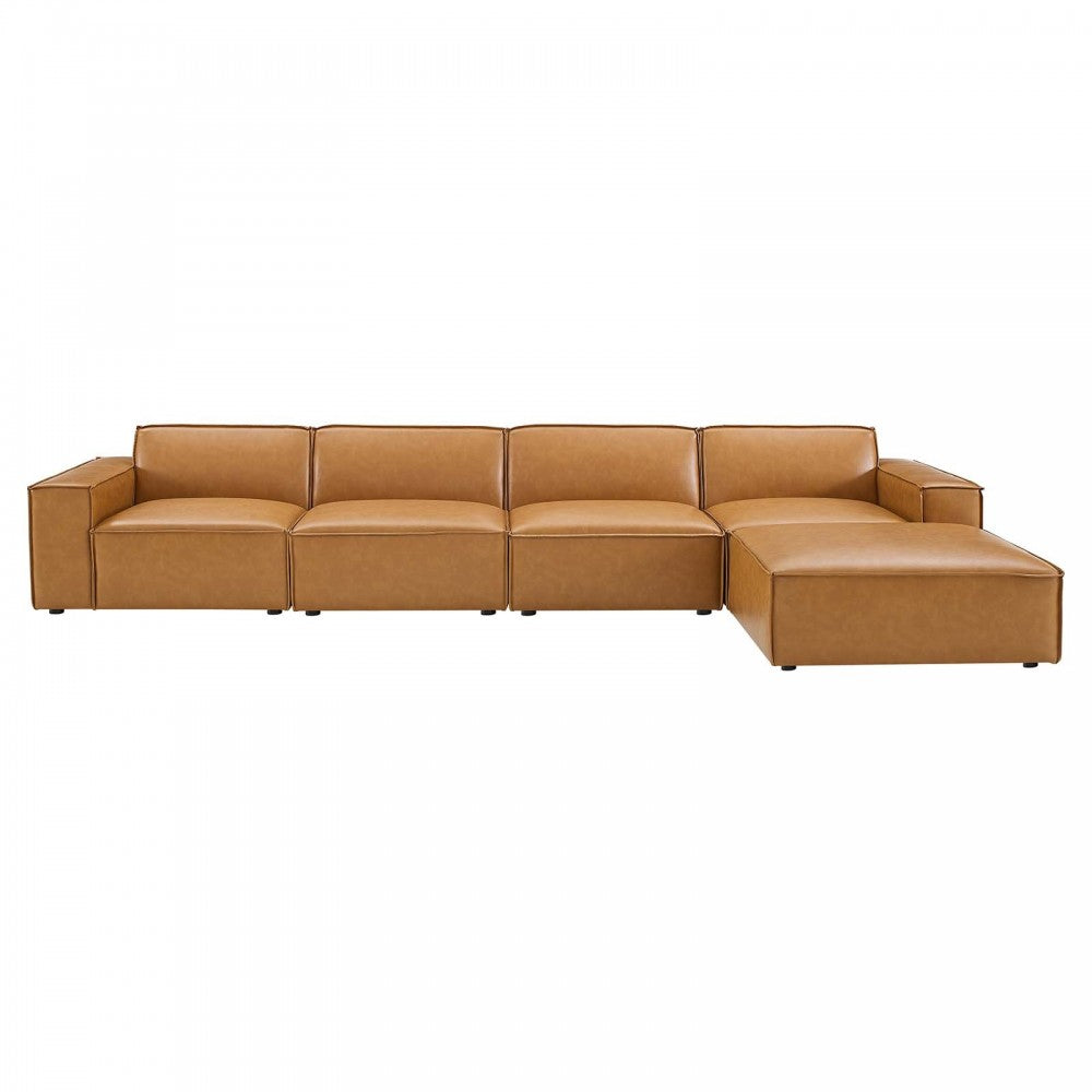 Restore 5-Piece Vegan Leather Sectional Sofa, Tan, EEI-4711-TAN