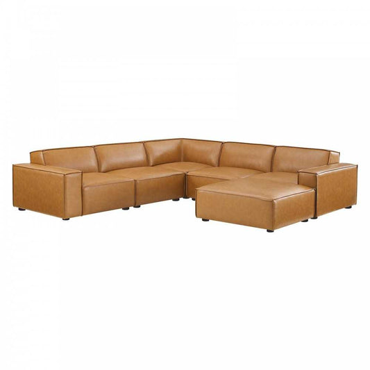 Restore 6-Piece Vegan Leather Sectional Sofa, Tan, EEI-4714-TAN