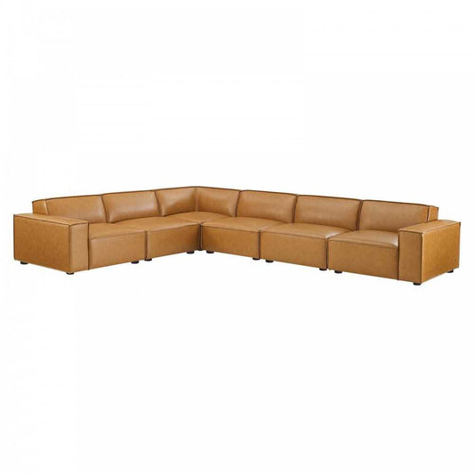 Restore 6-Piece Vegan Leather Sectional Sofa, Tan, EEI-4715-TAN