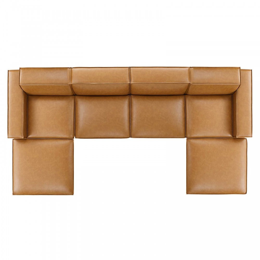 Restore 6-Piece Vegan Leather Sectional Sofa, Tan, EEI-4713-TAN